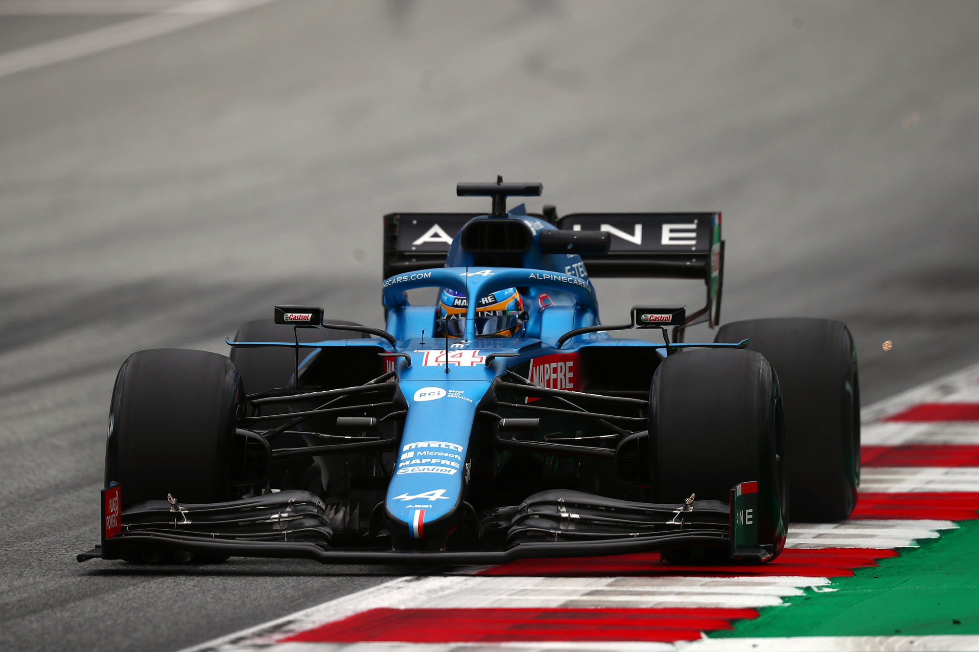 Projection of Fernando Alonso's Alpine F1 car livery